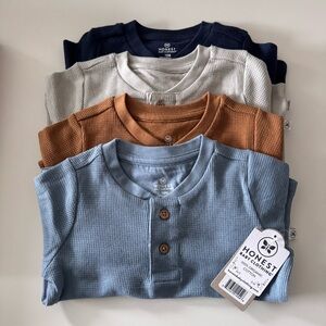 NWT Honest Baby 100% Organic Cotton Long Sleeve Henley Shirts (Set of 4)